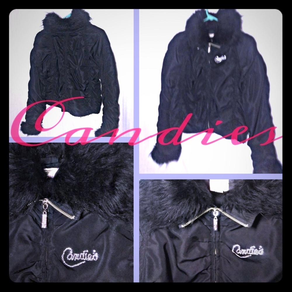 Candies jacket w/faux fur cuff&collar